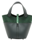 Pre-Loved Picotin Cargo Handbag Leather 18 with Palladium Hardware, Green