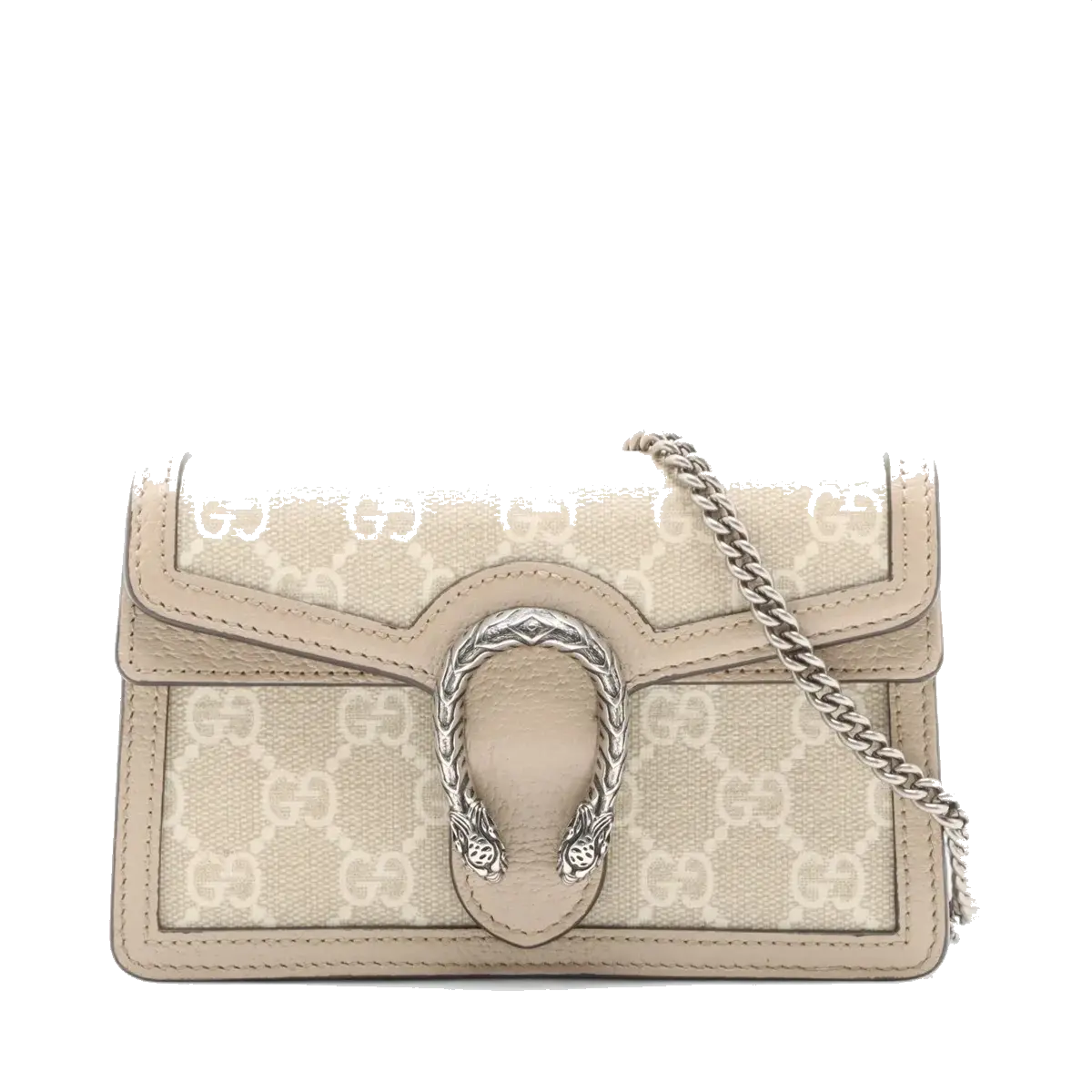 Pre-Loved Dionysus Crossbody Bag Monogram Coated Canvas Super Mini with Silver Hardware, Beige