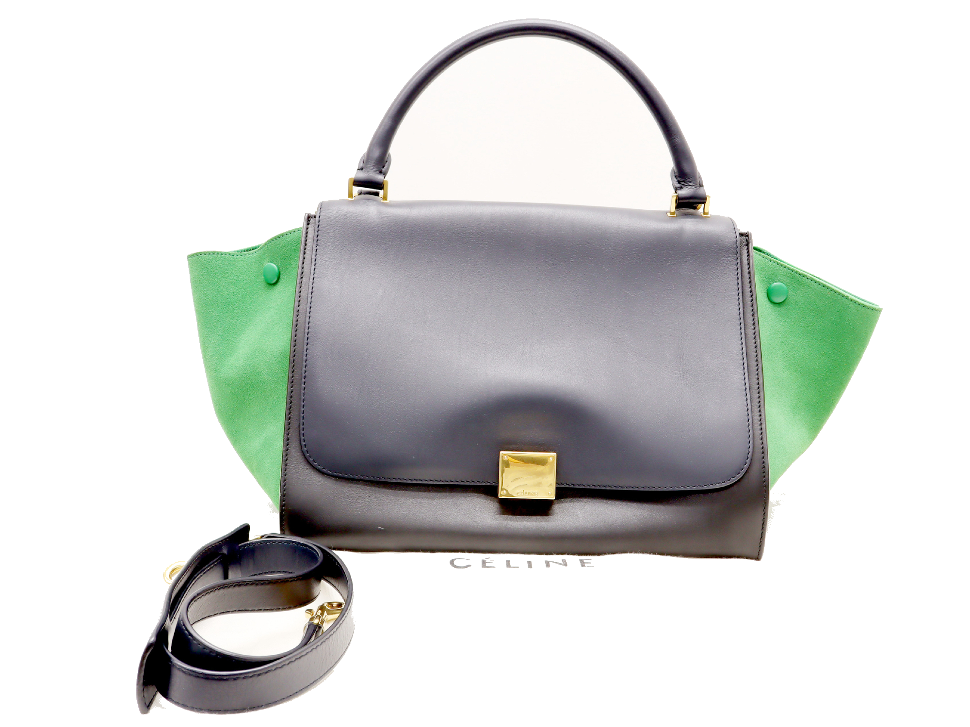 Pre-Loved Trapeze Handbag Leather Medium with Gold Hardware, Gray