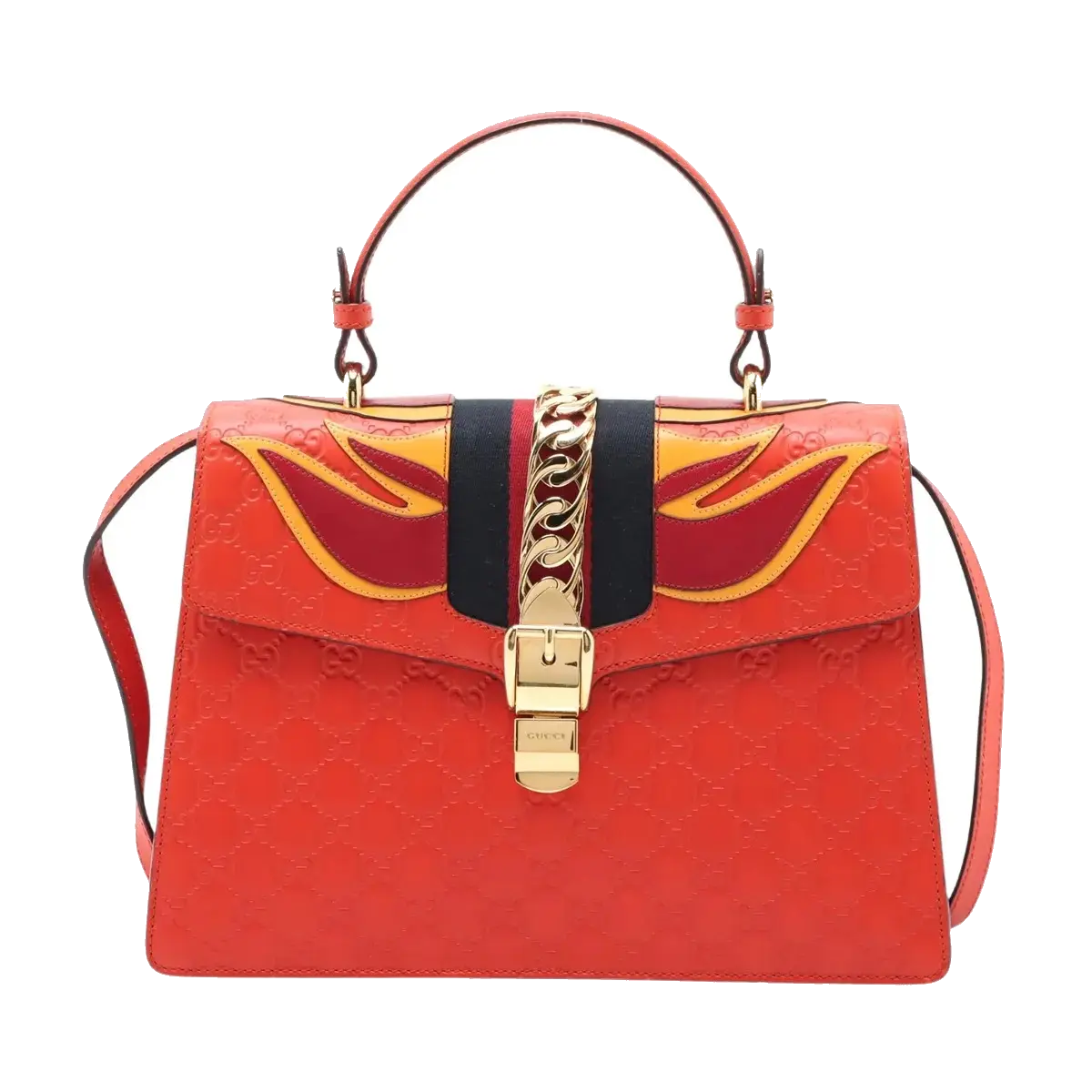 Pre-Loved Sylvie Handbag Monogram Leather Medium with Gold Hardware, Red