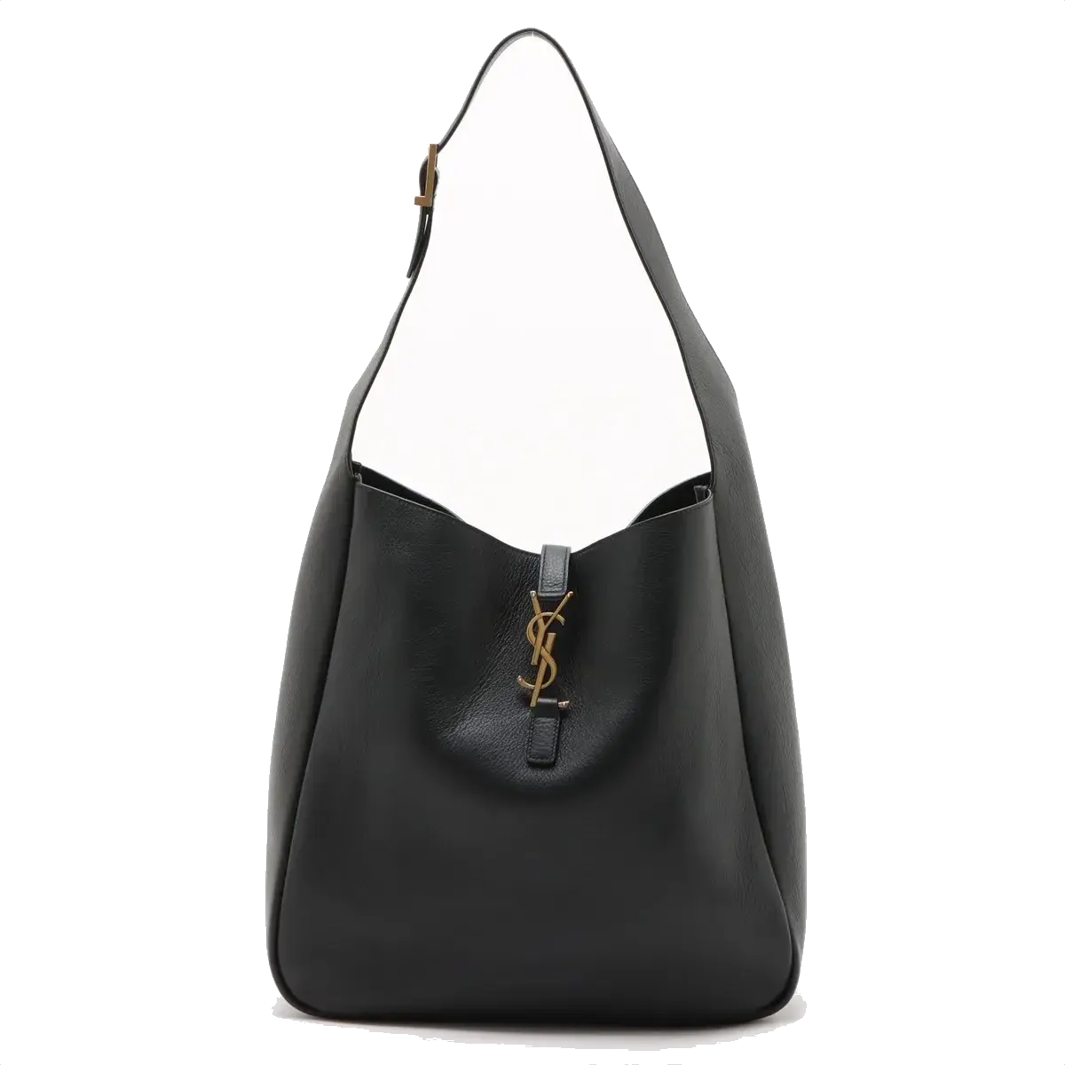 Pre-Loved Le 5 à 7 Supple Hobo Shoulder Bag Leather with Gold Hardware, Black