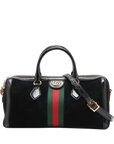 Pre-Loved Ophidia Handbag Suede Small with Gold Hardware, Black