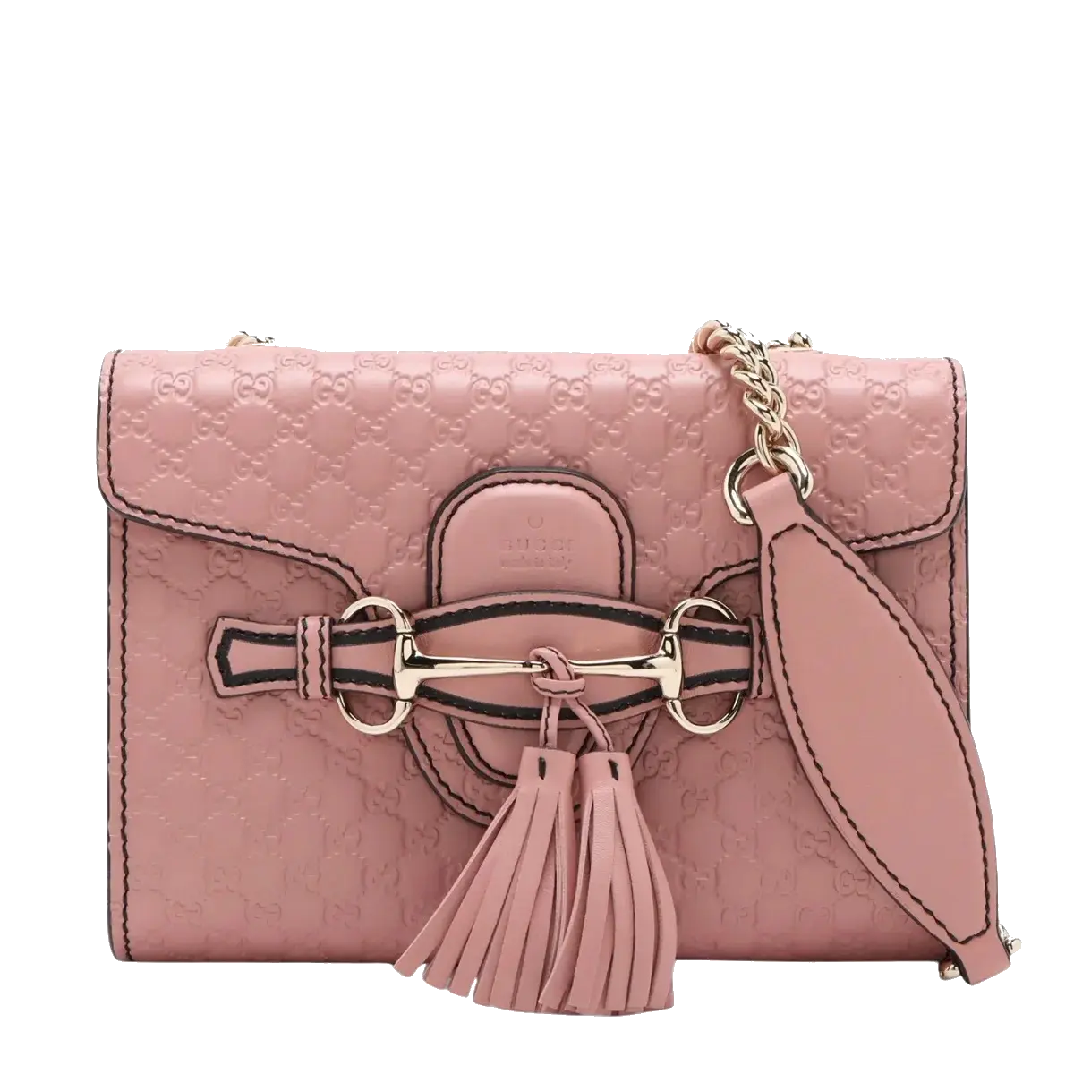Pre-Loved Emily Crossbody Bag Microguccissima Leather Mini with Gold Hardware, Pink