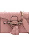 Pre-Loved Emily Crossbody Bag Microguccissima Leather Mini with Gold Hardware, Pink