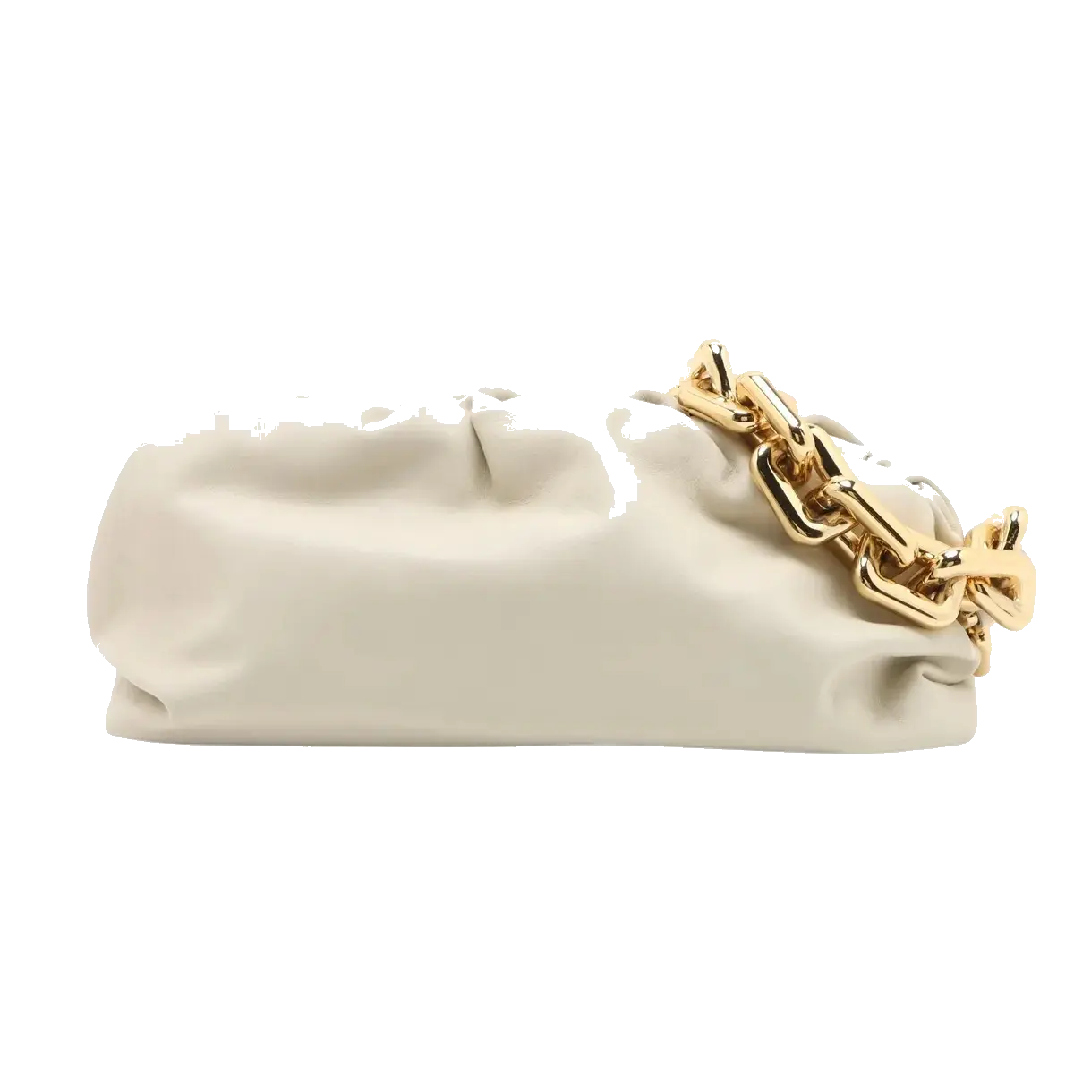 Pre-Loved The Chain Pouch Shoulder Bag Leather with Gold Hardware, Ivory