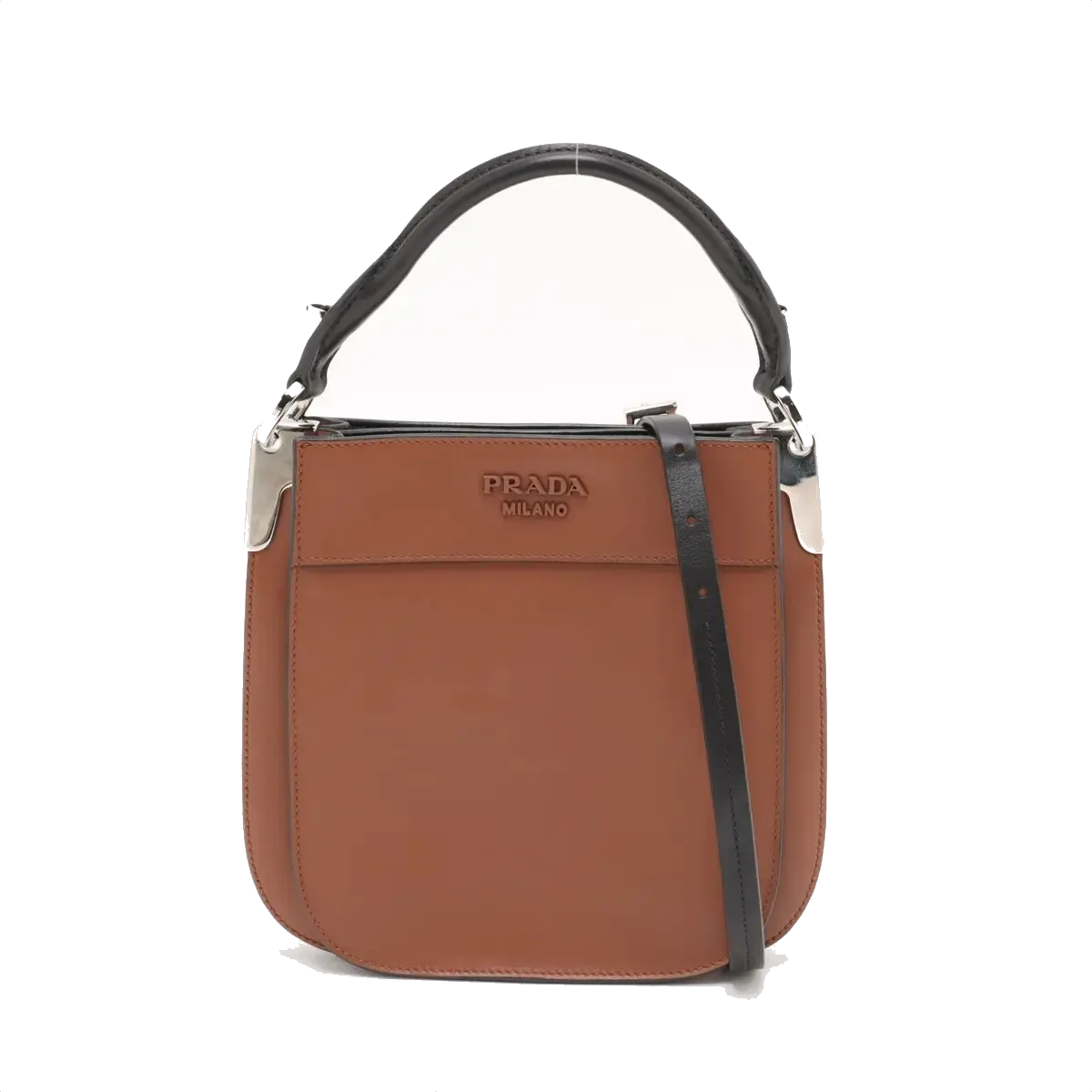 Pre-Loved Margit Handbag Leather Small with Silver Hardware, Brown