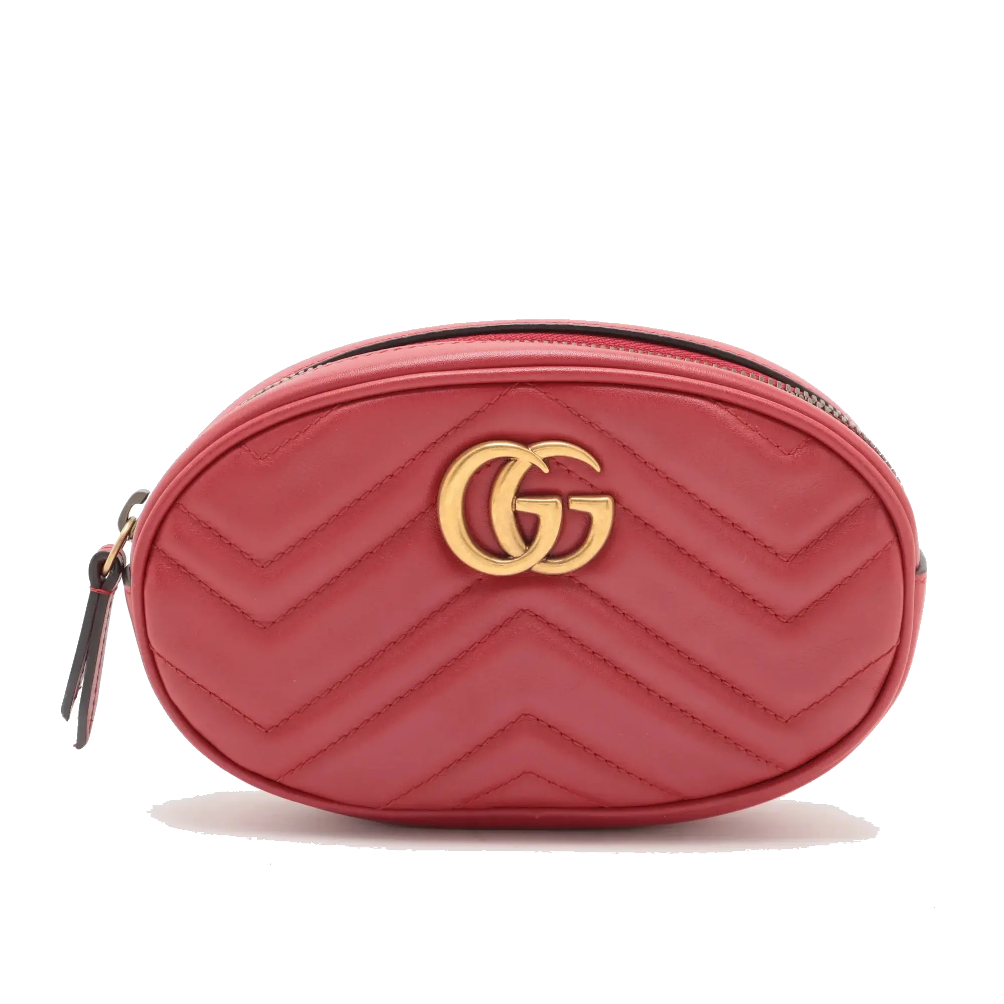 Pre-Loved GG Marmont Matelassé Belt Bag Quilted Leather with Aged Gold Hardware, Red