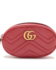 Pre-Loved GG Marmont Matelassé Belt Bag Quilted Leather with Aged Gold Hardware, Red
