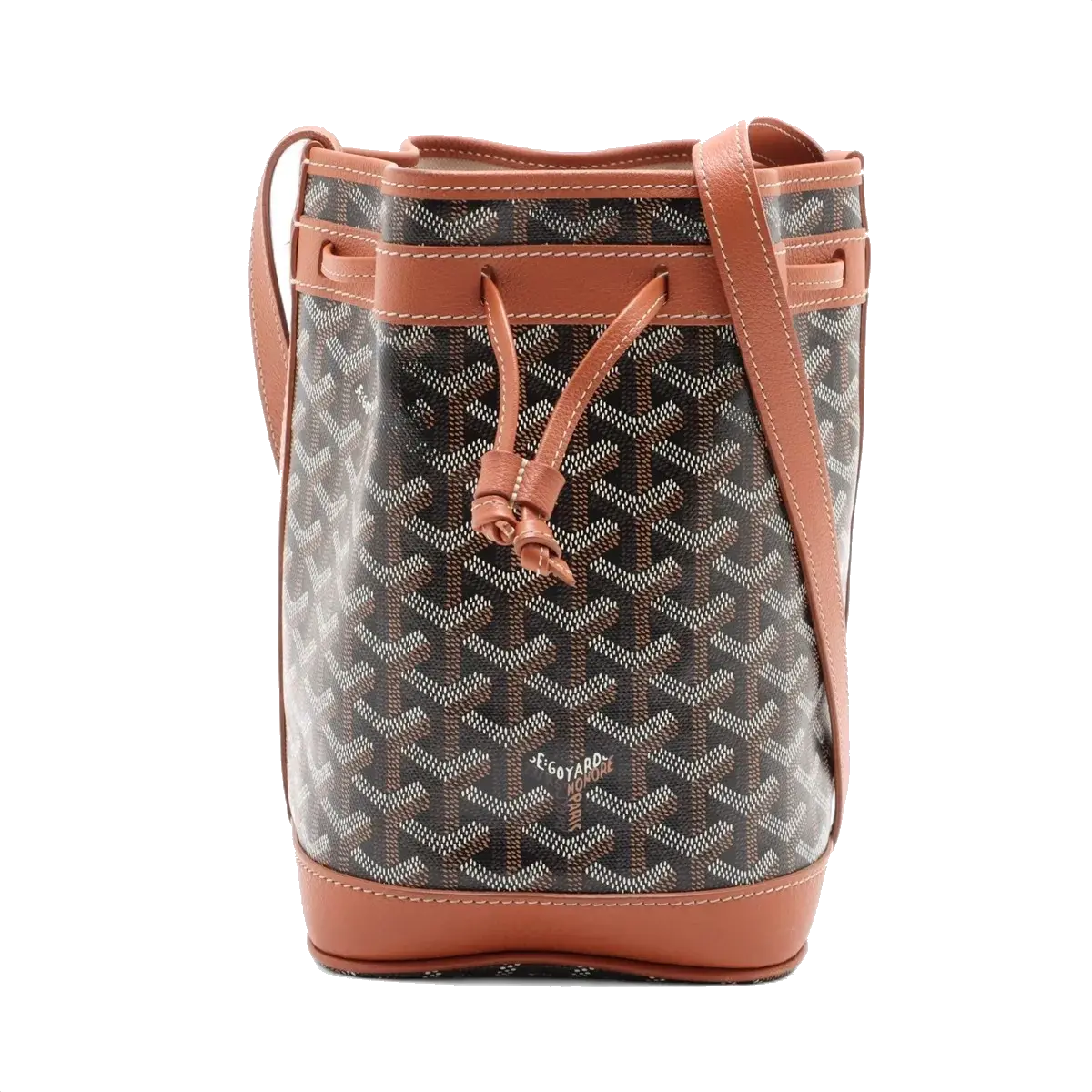 Pre-Loved Petit Flot Bucket Bag Goyardine Coated Canvas Mini with Silver Hardware, Black/Tan