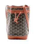Pre-Loved Petit Flot Bucket Bag Goyardine Coated Canvas Mini with Silver Hardware, Black/Tan