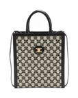 Pre-Loved Triomphe Vertical Cabas Tote Triomphe Coated Canvas Small with Gold Hardware, Beige and Black