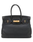 Pre-Loved Birkin Handbag Leather with Gold Hardware 30, Black