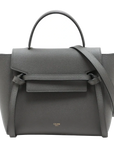 Pre-Loved Belt Bag Handbag Leather Micro with Gold Hardware, Gray