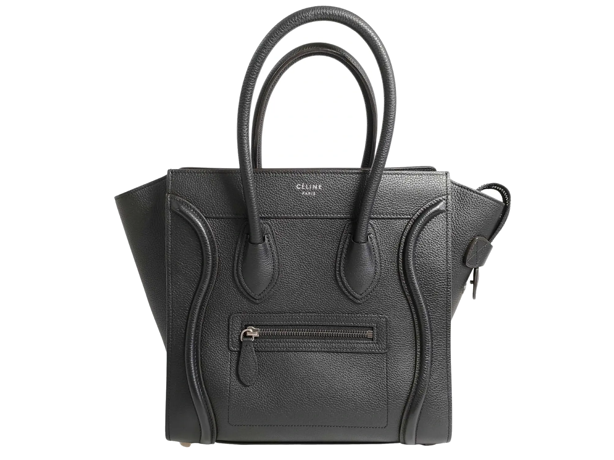Pre-Loved Luggage Tote Leather Micro with Silver Hardware, Black
