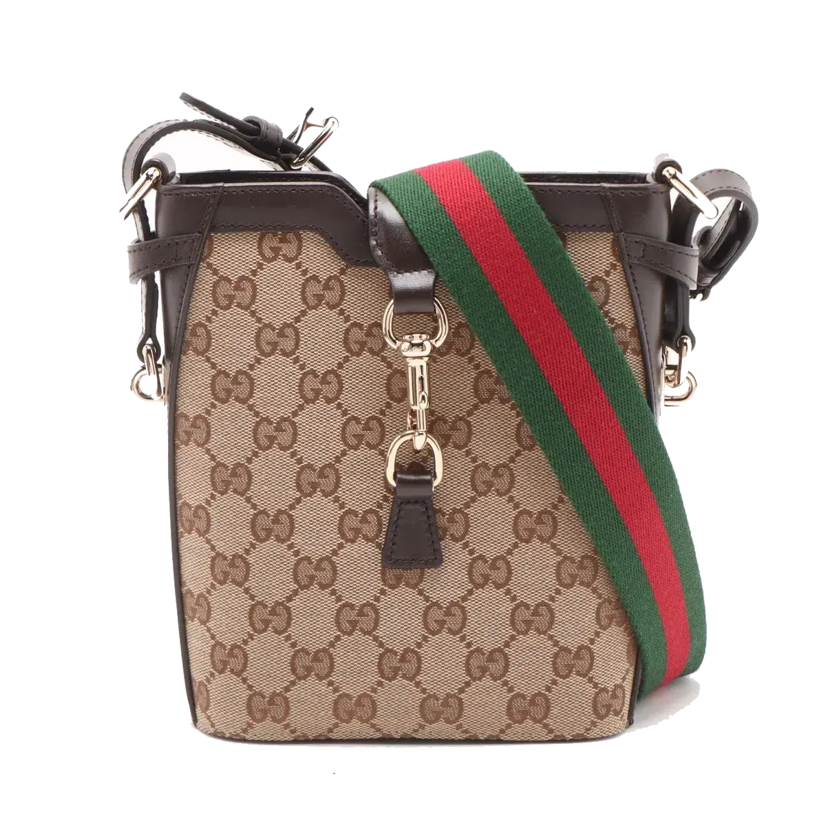 Pre-Loved Jackie Crossbody Bag Monogram Coated Canvas Mini with Gold Hardware, Beige Brown