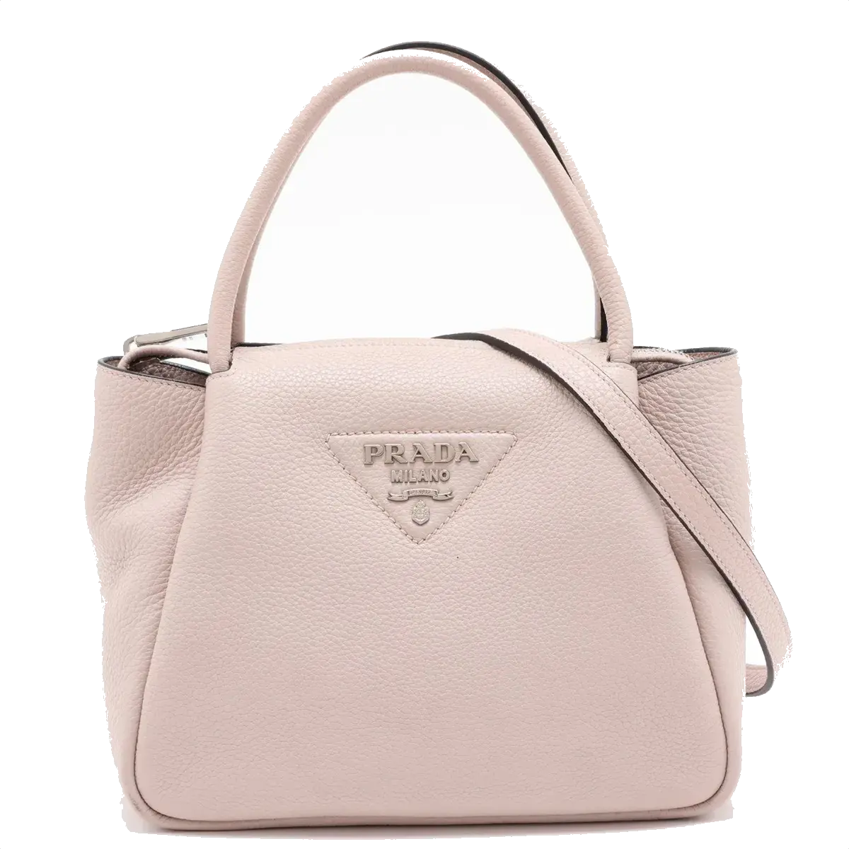 Pre-Loved Vitello Daino Two-Way Tote Handbag Leather with Silver Hardware, Light Pink