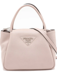 Pre-Loved Vitello Daino Two-Way Tote Handbag Leather with Silver Hardware, Light Pink