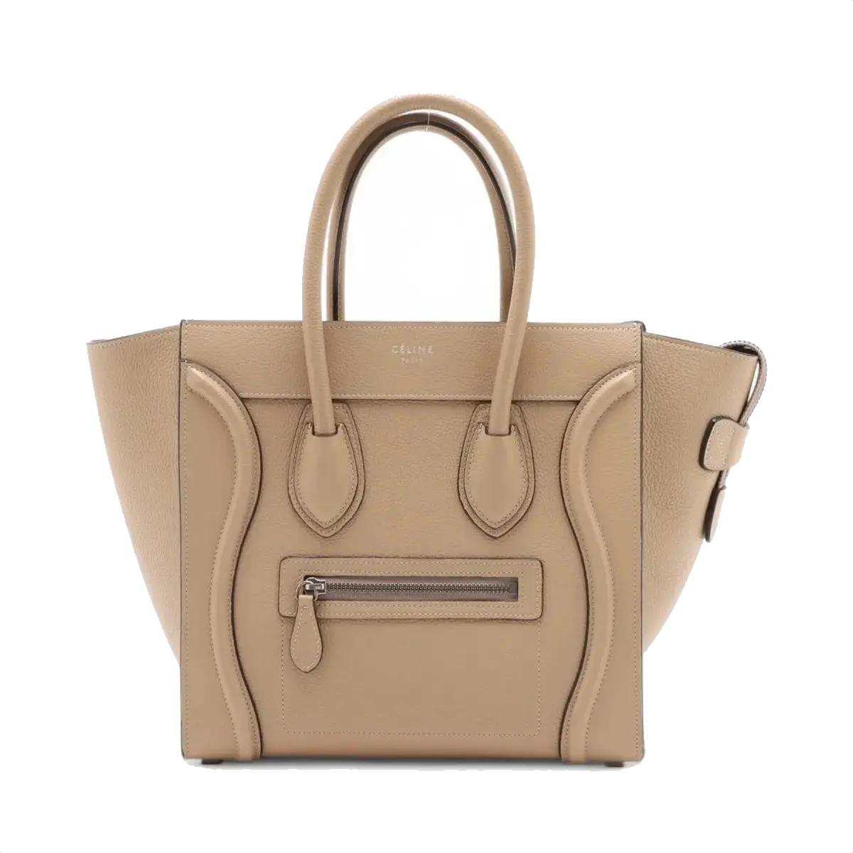 Pre-Loved Luggage Tote Leather Micro with Silver Hardware, Beige