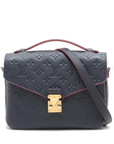 Pre-Loved Pochette Métis Crossbody Bag Monogram Leather with Gold Hardware, Navy Blue