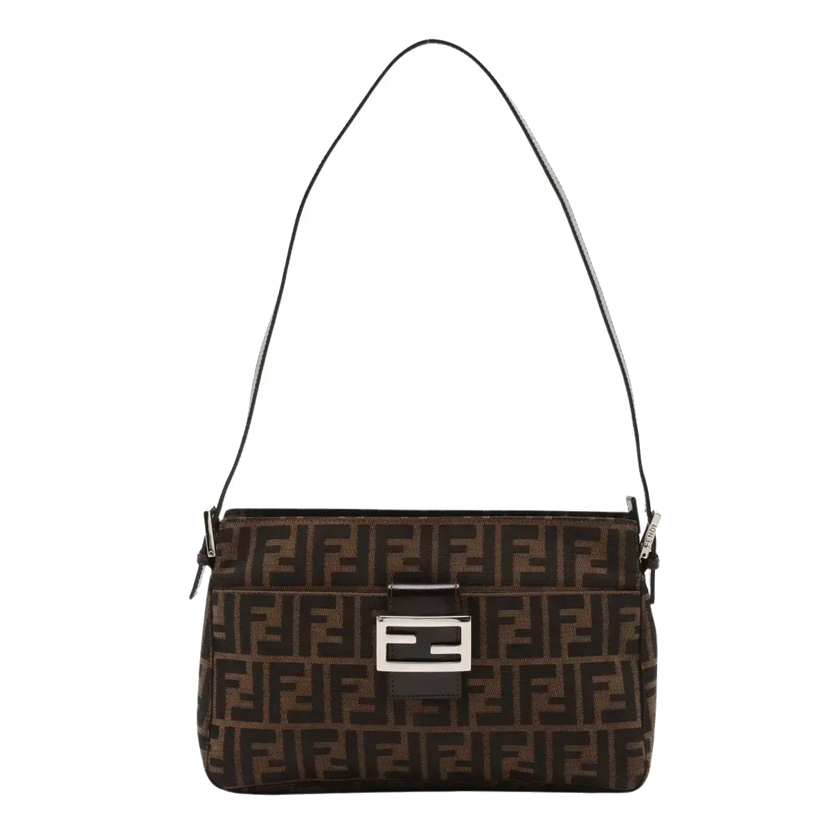 Pre-Loved Mamma Baguette Shoulder Bag Zucca Coated Canvas with Silver Hardware, Brown
