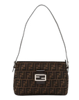 Pre-Loved Mamma Baguette Shoulder Bag Zucca Coated Canvas with Silver Hardware, Brown