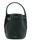 Pre-Loved Big Bag Bucket Bucket Bag Leather Nano with Silver Hardware, Dark Green