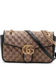 Pre-Loved GG Marmont Shoulder Bag Monogram Coated Canvas Small with Gold Hardware, Beige Ebony