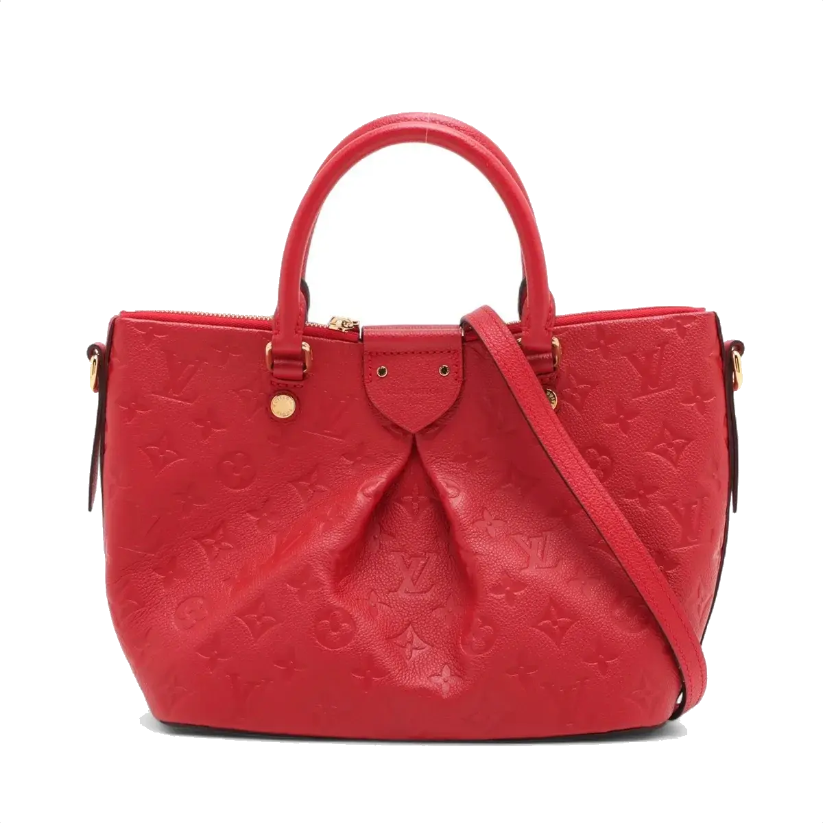 Pre-Loved Mazarine Tote Monogram Leather PM with Gold Hardware, Red