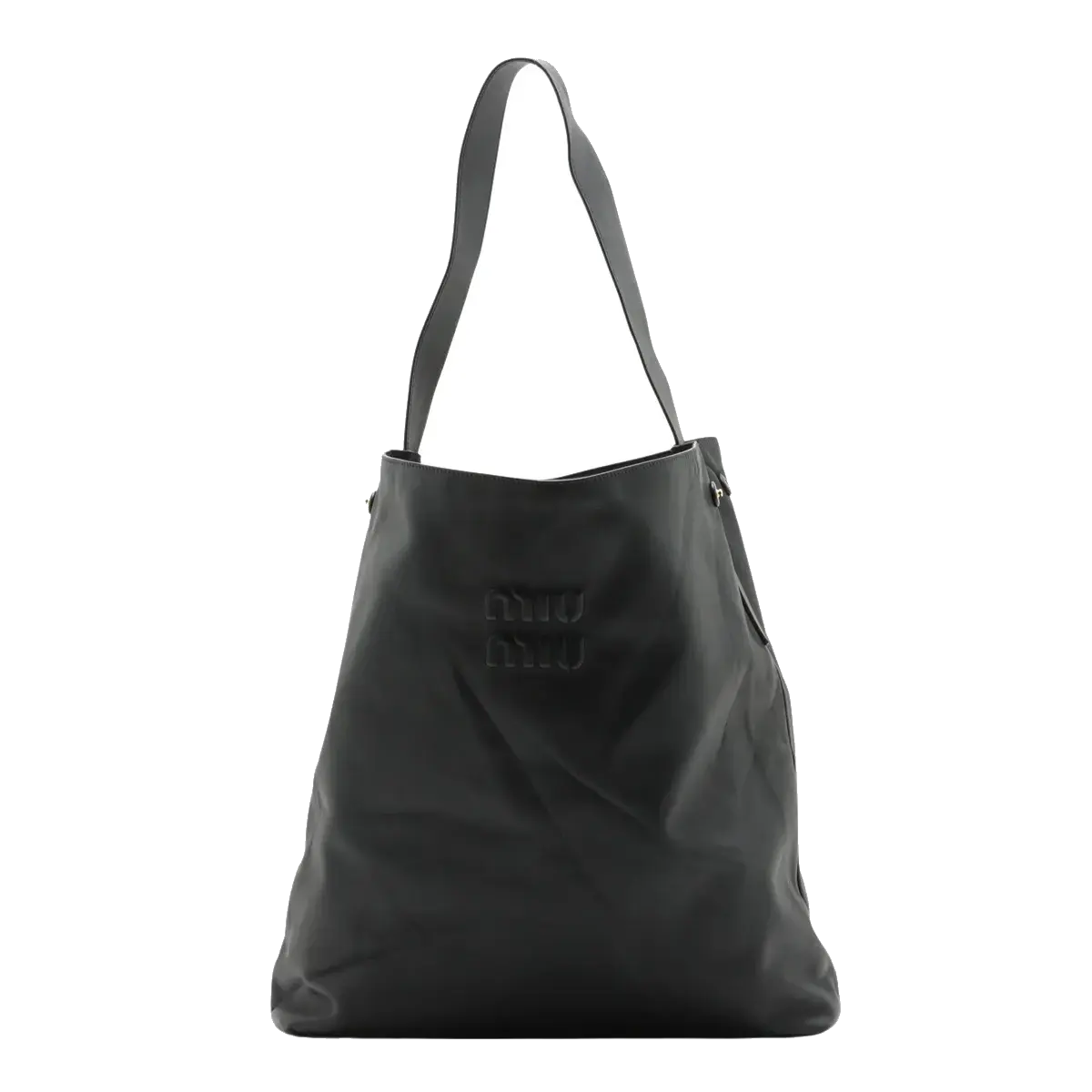 Pre-Loved Nappa Leather Hobo Shoulder Bag Leather with Gold Hardware, Black