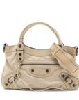 Pre-Loved First Handbag Leather Small with Aged Black Hardware, Beige