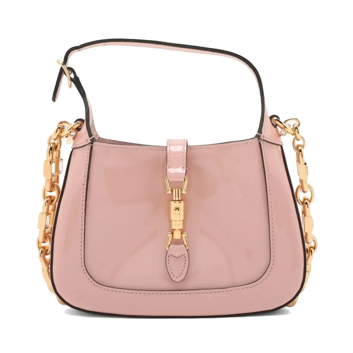 Pre-Loved Jackie 1961 Shoulder Bag Patent Leather Mini with Gold Hardware, Pink