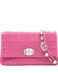 Pre-Loved Crystal Matelassé Shoulder Bag Matelassé Leather with Silver Hardware, Pink