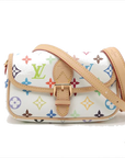 Pre-Loved Sologne (Murakami 20th Anniversary) Crossbody Bag Monogram Multicolore Coated Canvas Mini with Gold Hardware, White Multicolor