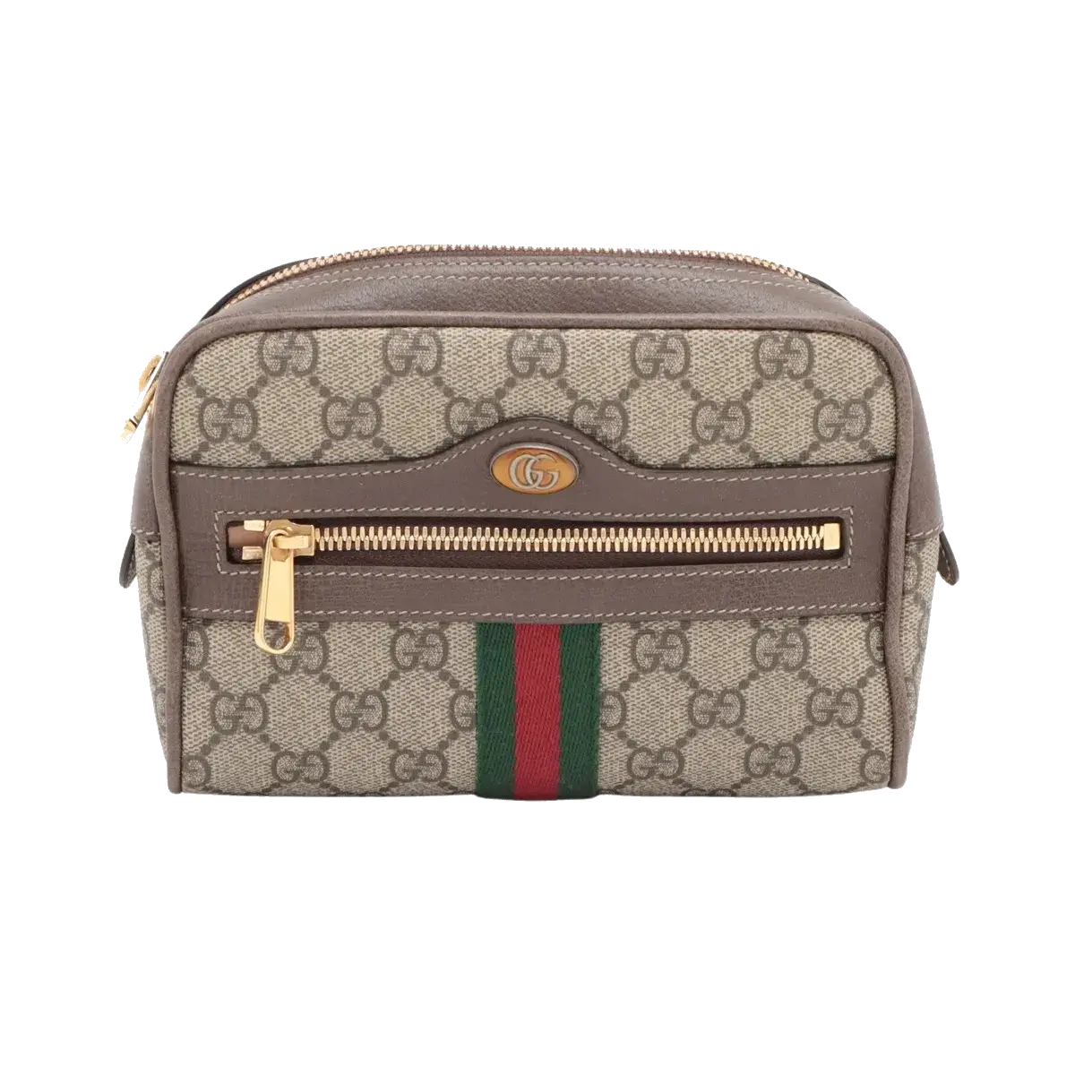 Pre-Loved Ophidia Belt Bag Monogram Coated Canvas Small with Gold Hardware, Beige Ebony