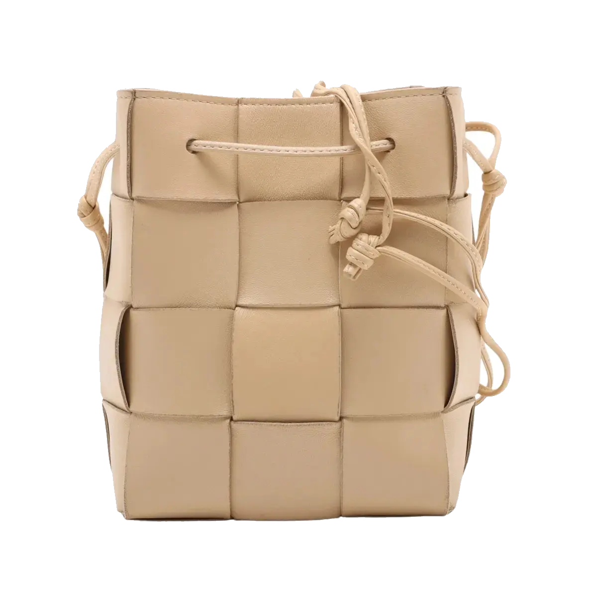 Pre-Loved Cassette Bucket Bucket Bag Intrecciato Leather Small, Beige