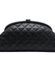 Pre-Loved Timeless Clutch Quilted Leather with Silver Hardware, Black