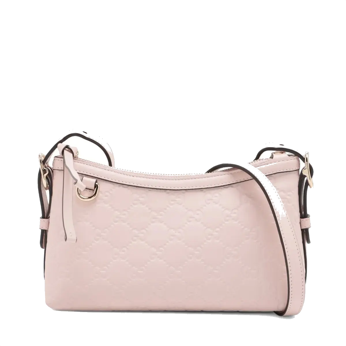 Pre-Loved Guccissima Crossbody Bag Monogram Leather Small with Gold Hardware, Light Pink