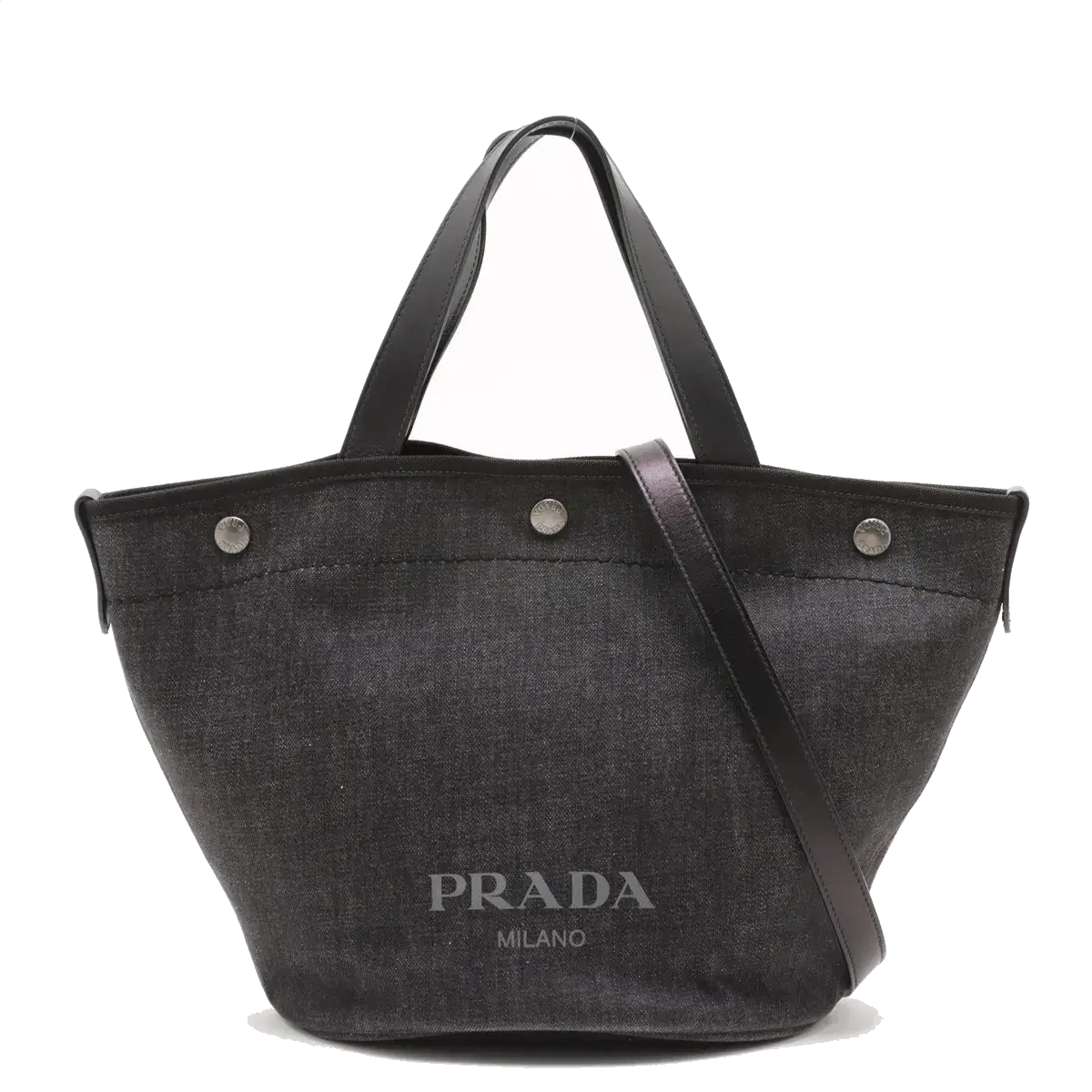 Pre-Loved Denim Tote Tote Denim with Silver Hardware, Black