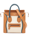 Pre-Loved Luggage Handbag Leather Nano with Silver Hardware, Cream Multicolor