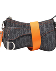Pre-Loved Saddle Shoulder Bag Trotter Denim with Silver Hardware, Blue