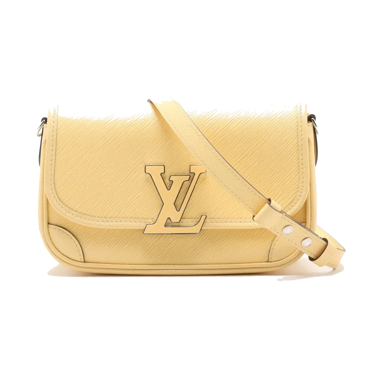 Pre-Loved Buci Crossbody Bag Leather with Silver Hardware, Vanilla Yellow