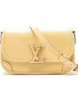 Pre-Loved Buci Crossbody Bag Leather with Silver Hardware, Vanilla Yellow