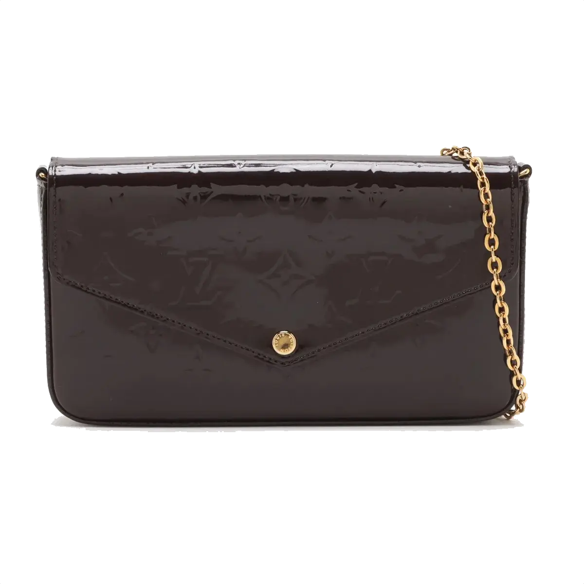 Pre-Loved Pochette Félicie Crossbody Bag Monogram Patent Leather with Gold Hardware, Amarante