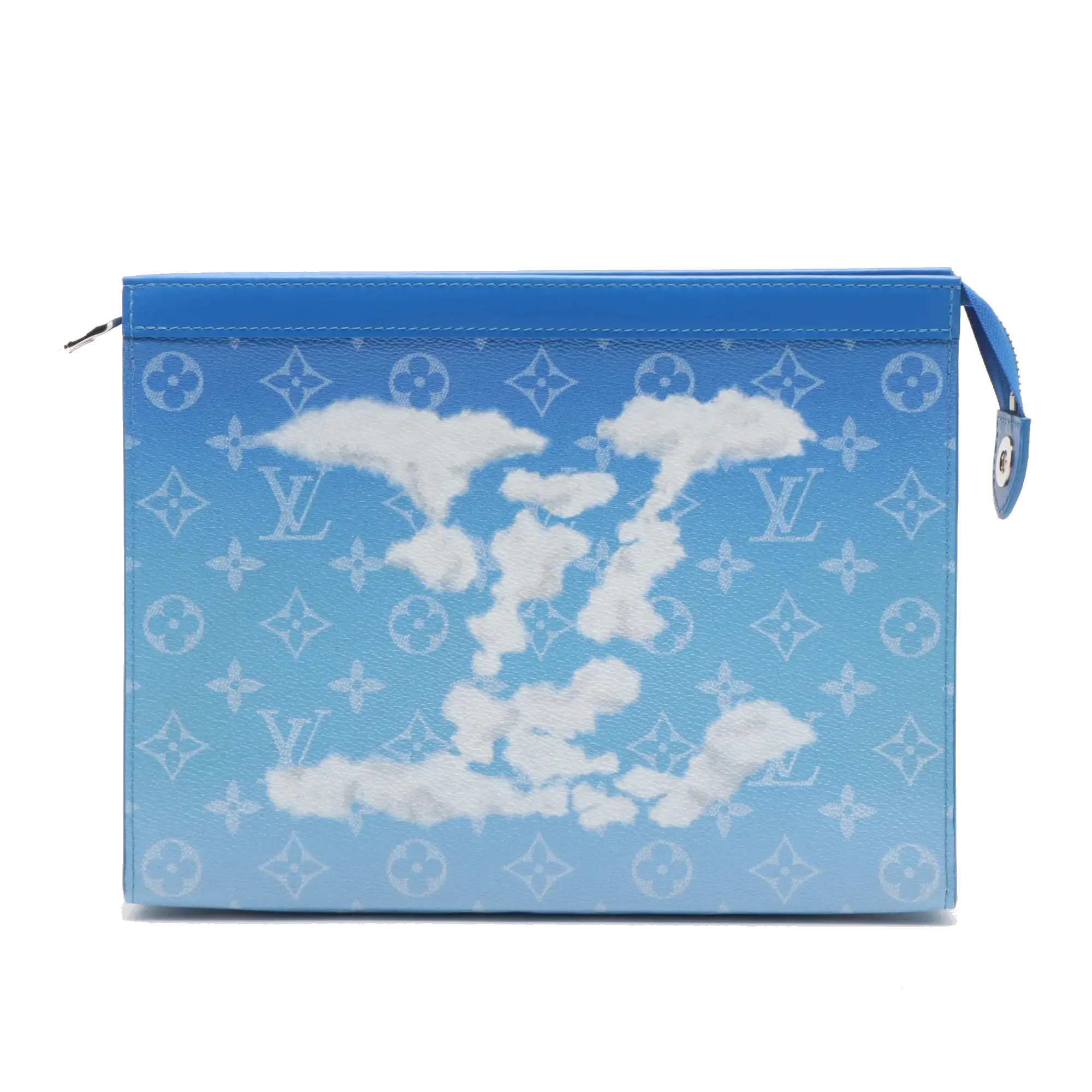 Pre-Loved Pochette Voyage Pochette Monogram Canvas Coated MM with Silver Hardware, Blue
