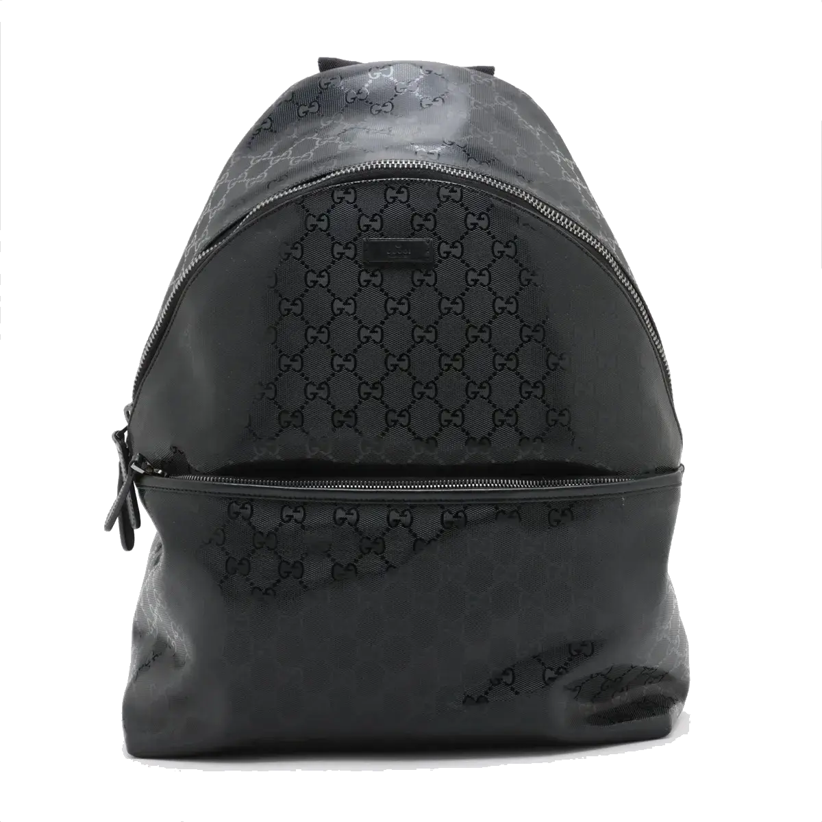 Pre-Loved GG Imprime Backpack Monogram Coated Canvas with Silver Hardware, Black