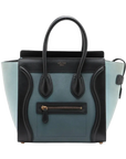 Pre-Loved Luggage Micro Tote Leather Micro with Gold Hardware, Light Blue, Teal Blue, and Black