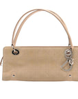 Pre-Loved Lady Dior East West Handbag Cannage Suede with Silver Hardware, Beige