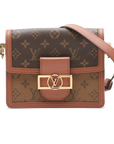 Pre-Loved Dauphine Crossbody Bag Monogram Coated Canvas Mini with Gold Hardware, Brown