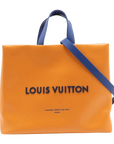 Pre-Loved Plaque Tote Tote Leather with Silver Hardware, Orange