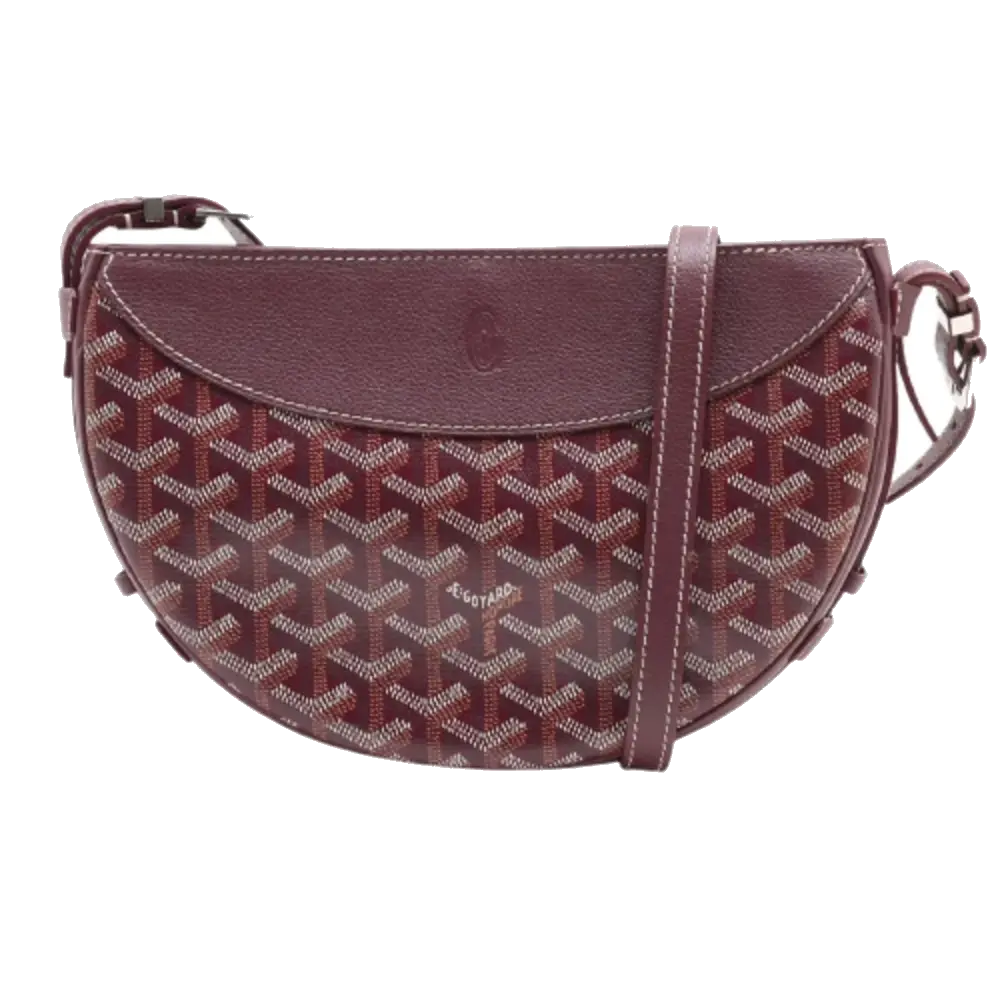 Pre-Loved Belvédère Crossbody Bag Goyardine Coated Canvas PM with Silver Hardware, Burgundy